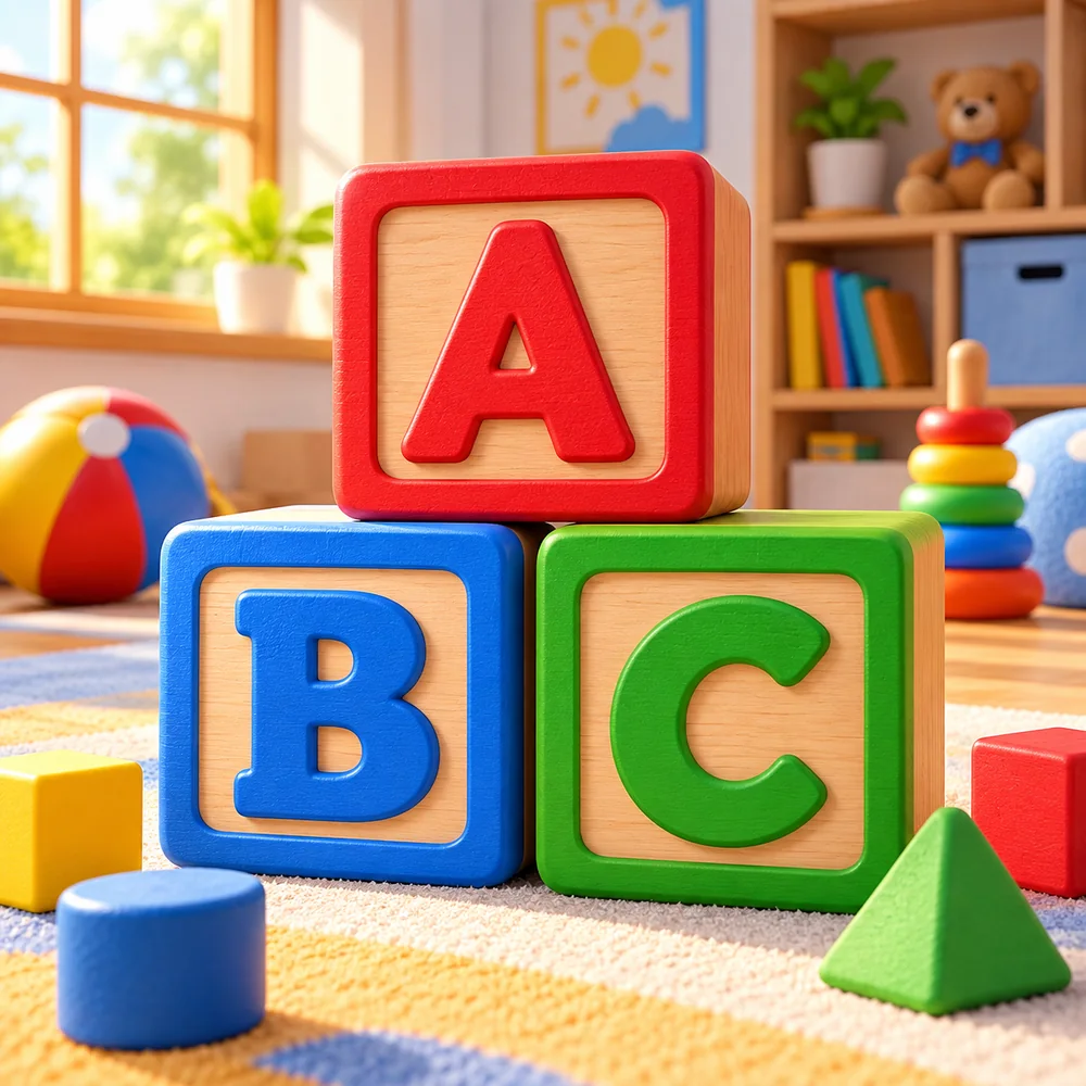 Ilustração 3D de letras coloridas